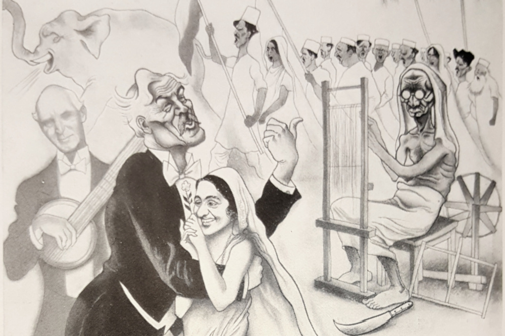 Detail from Zdzisław Czermański cartoon on the end of the Round Table Conference, entitled "Love in the Rough"